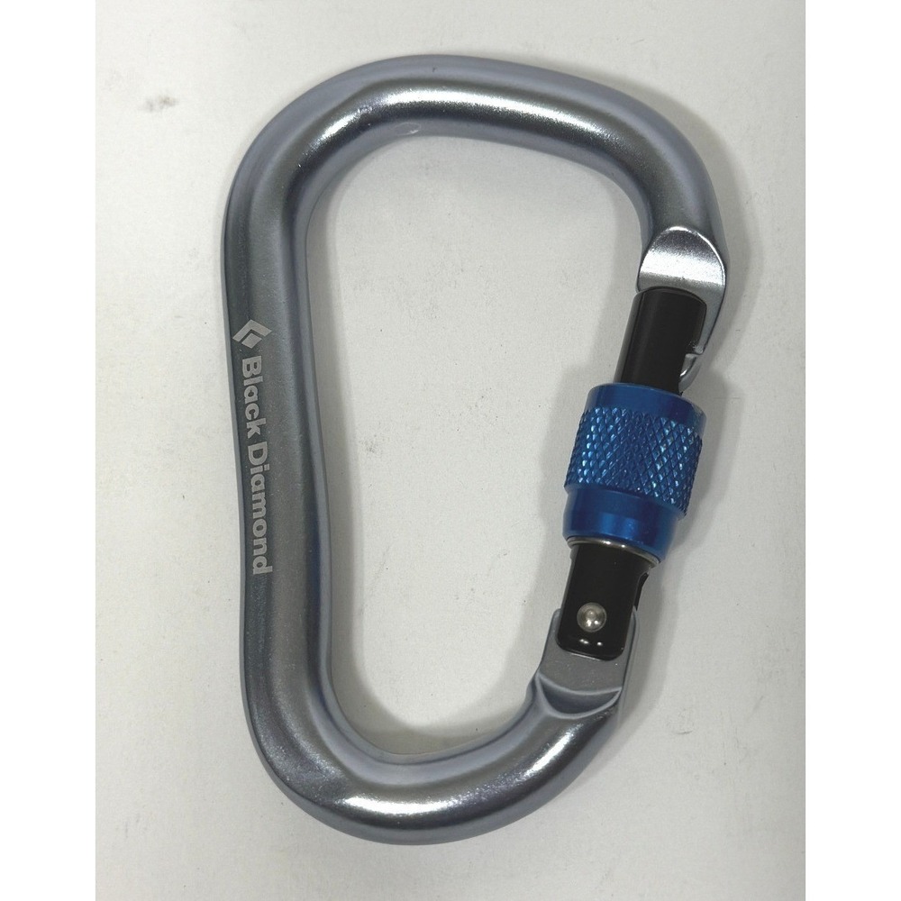 Black Diamond Carabiner OS Silver Blue Screwgate Rocklock Climbing Gear